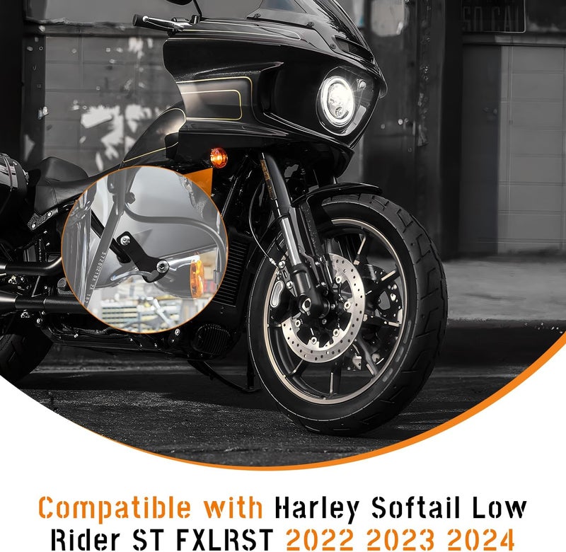 AMSPRAC Motorcycle Front Frame,Fairing Support Bar,Windshield Lower Light Bracket compatible with for Harley Softail Low Rider ST FXLRST 2022 2023 2024,Steel w/Hardwares,Glossy Black - Image 2